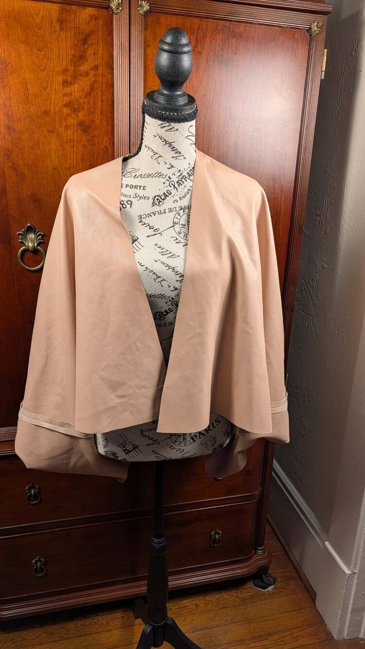 Lot of 2 PLANET By Lauren G Vegan Leather Capes Poncho Pack Black Tan OS